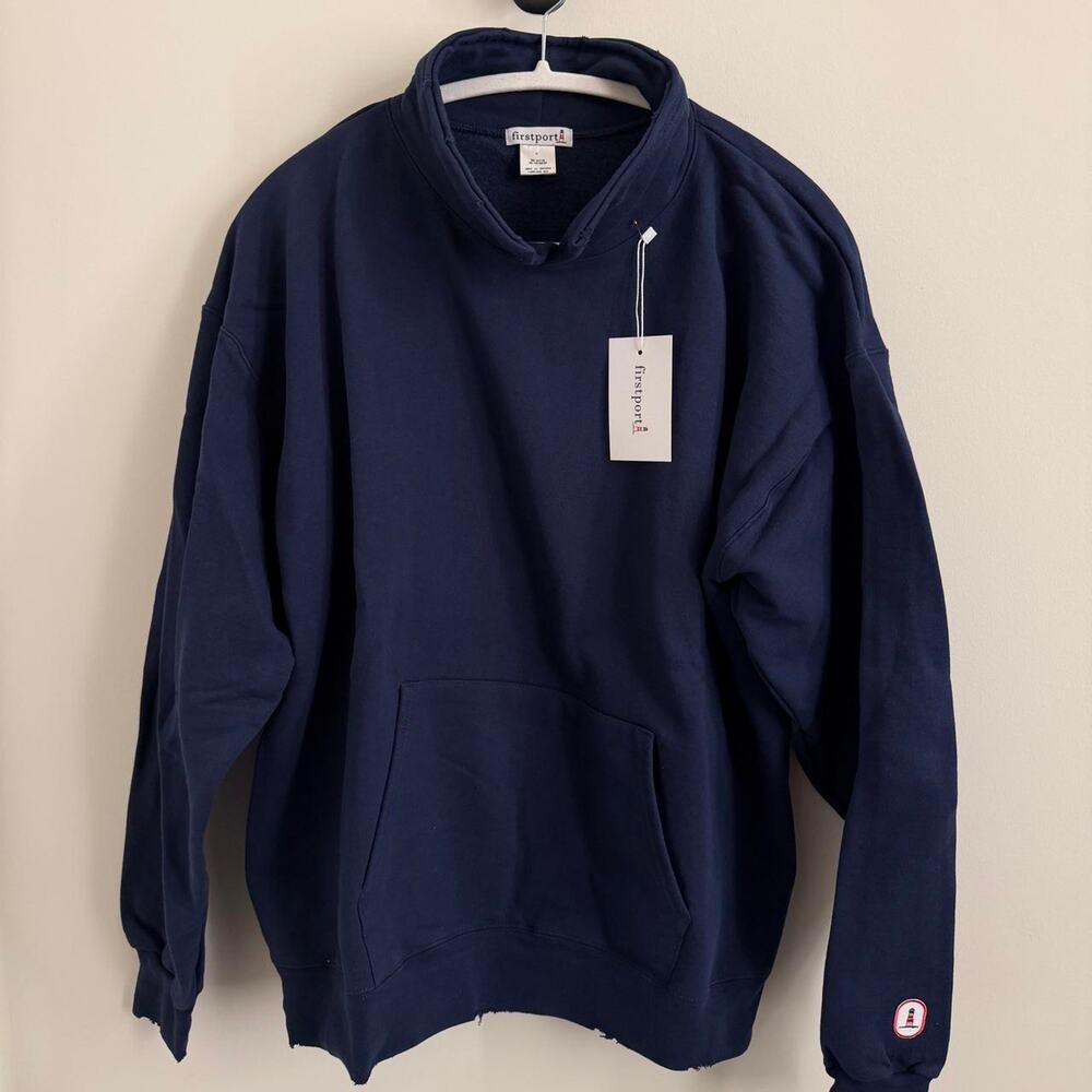 NWT men’s navy blue FIRSTPORT “lighthouse keeper sweatshirt” mockneck [M]